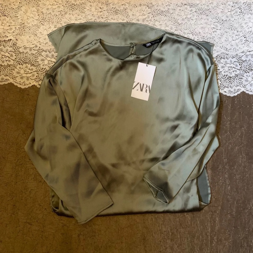 Zara Long Satin Effect Blouse. - Picture 2 of 12